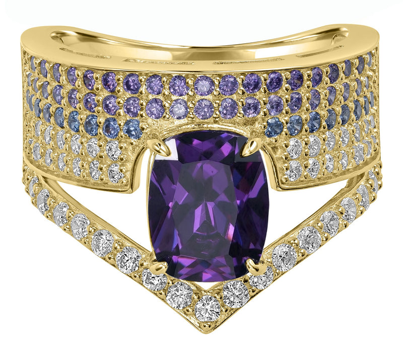 Diamonique x Kathy Levine Purple Ring, SterlingSilver — View 10