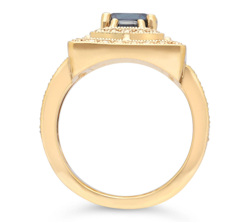 Dallas Prince 14K Clad Chrome Marcasite Blue Topaz Deco Ring — View 4