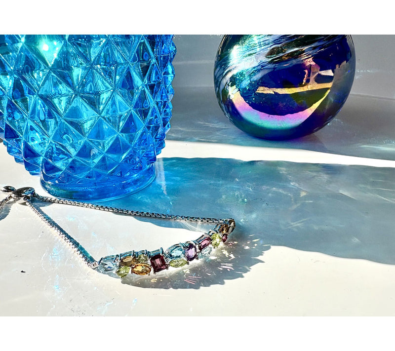Ariva Sterling Silver Gemstone Adjustable Friendship Bracelet — View 4