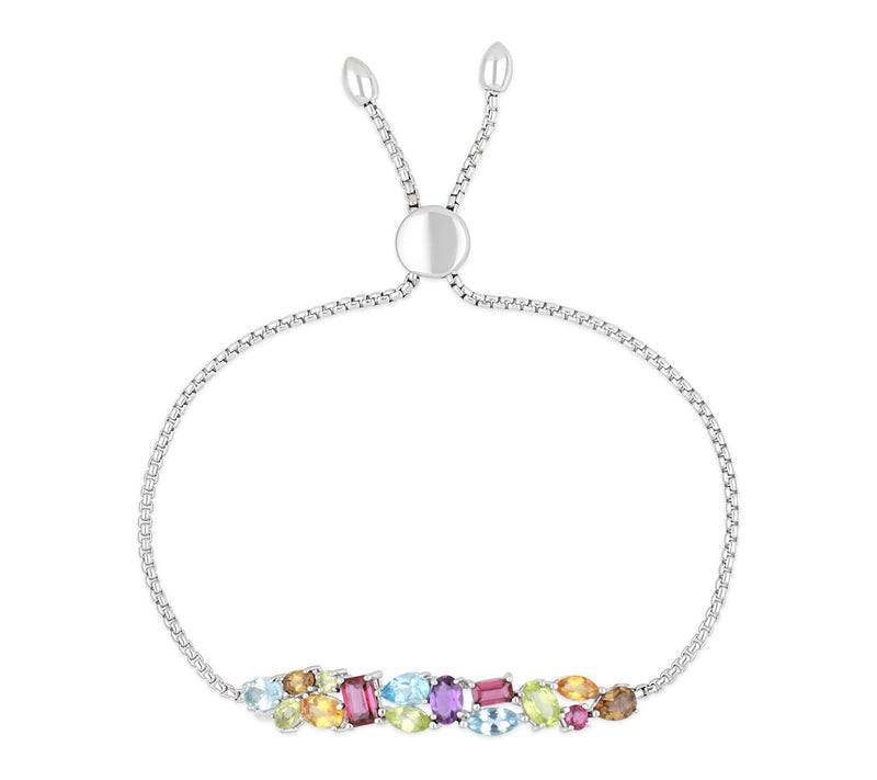 Ariva Sterling Silver Gemstone Adjustable Friendship Bracelet — View 7