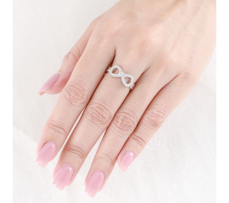 Goddaughters Sterling Silver White Topaz Infinity Paw Ring — View 5