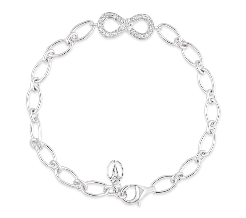 Goddaughters Sterling Silver White Topaz Infinity Paw Bracelet — View 2