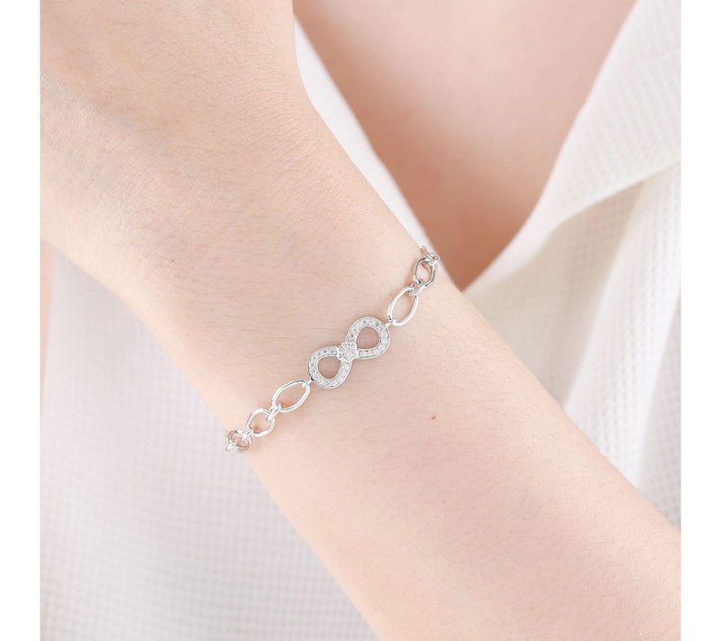 Goddaughters Sterling Silver White Topaz Infinity Paw Bracelet — View 5