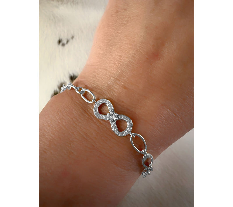 Goddaughters Sterling Silver White Topaz Infinity Paw Bracelet — View 4