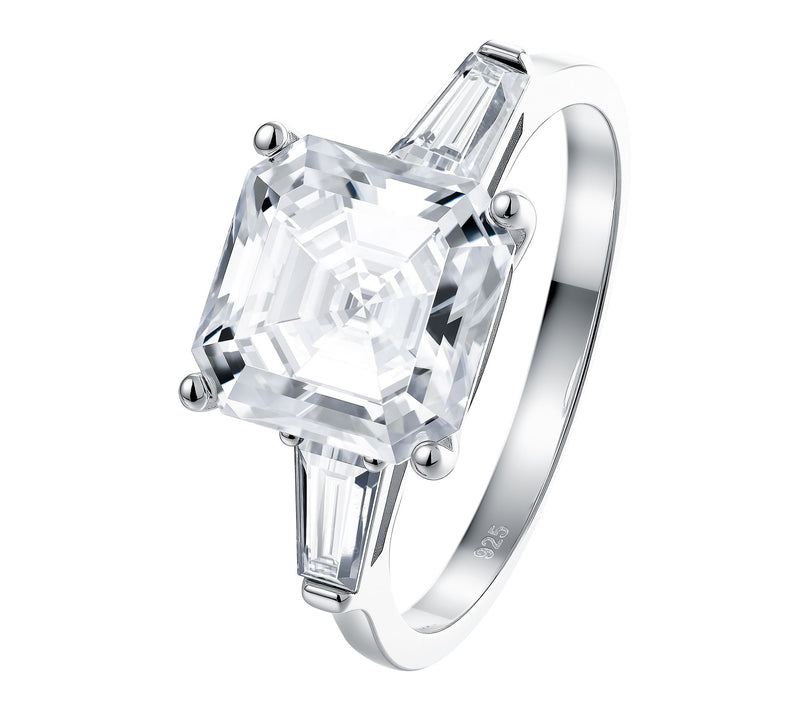 Moissanite Luxe Asscher Cut Ring, Sterling Silver — View 6