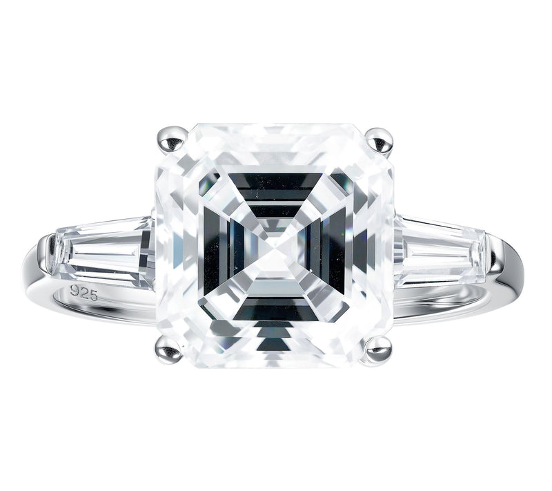 Moissanite Luxe Asscher Cut Ring, Sterling Silver — View 2