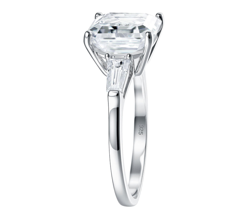 Moissanite Luxe Asscher Cut Ring, Sterling Silver — View 3