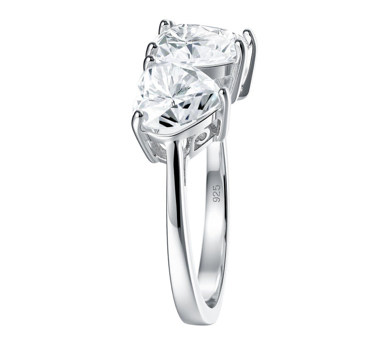 Moissanite Luxe 3-Stone Heart Ring, Sterling Silver — View 3