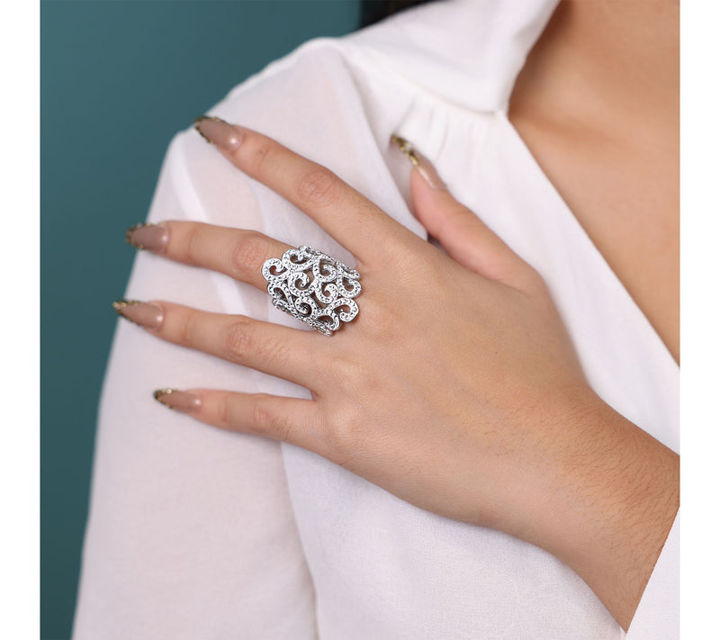 Steel By Design Scroll Design Cocktail Ring — View 4