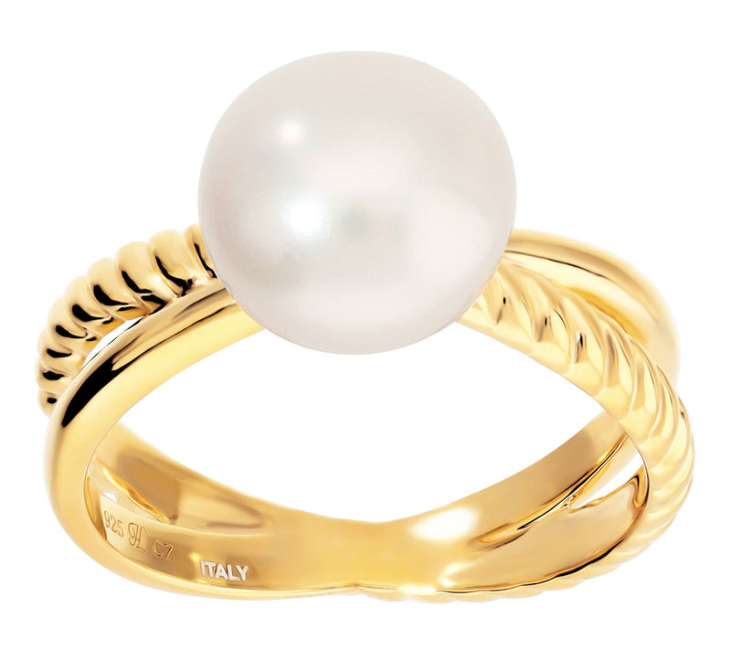 Honora Cultured Pearl Crossed Band, 18K Gold Plated — View 6