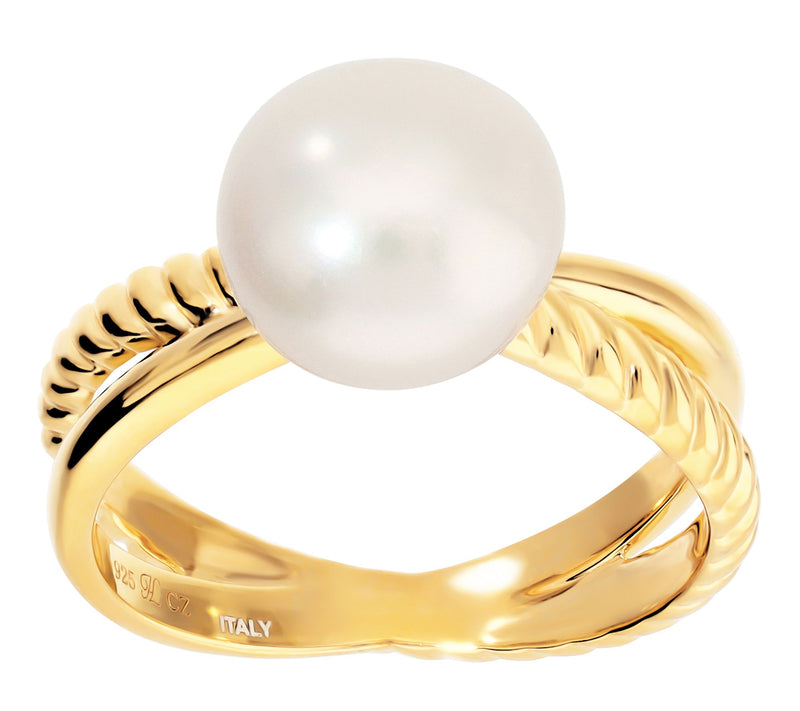 Honora Cultured Pearl Crossed Band, 18K Gold Plated — Main view