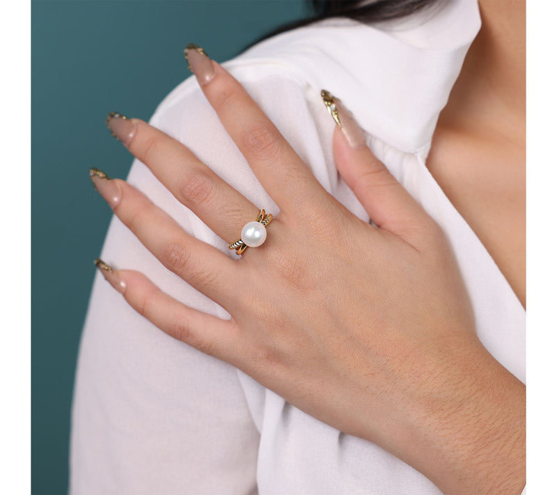 Honora Cultured Pearl Crossed Band, 18K Gold Plated — View 4