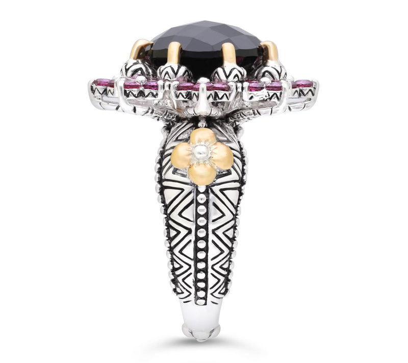 Barbara Bixby Sterling & 18K Gold Gemstone Floral Ring — View 3