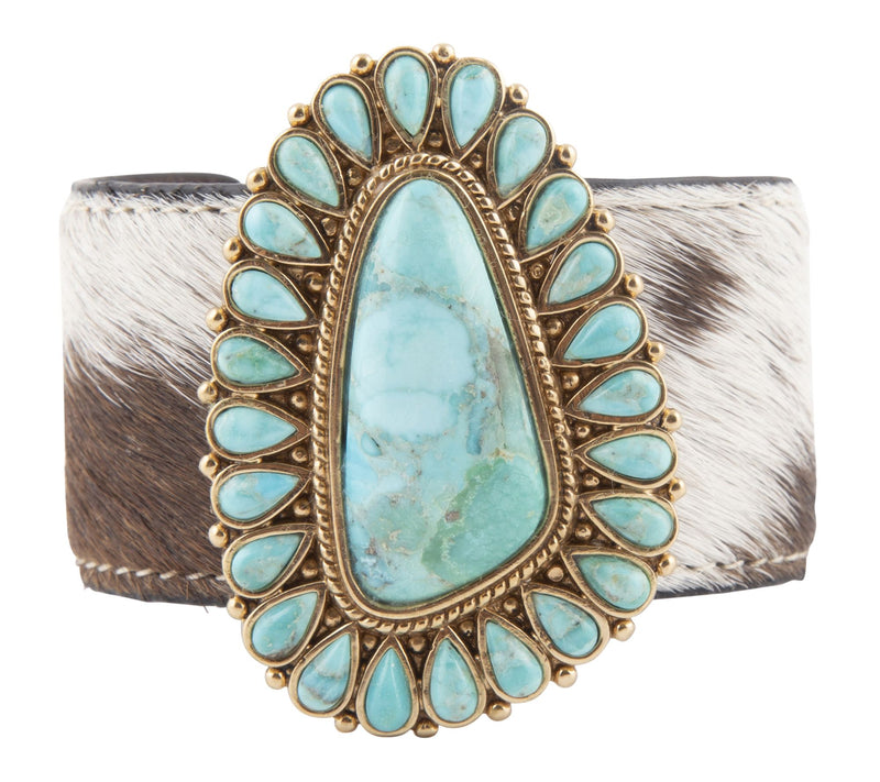Barse Artisan Crafted Turquoise Bronze CowhideCuff — Main view