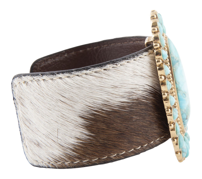 Barse Artisan Crafted Turquoise Bronze CowhideCuff — View 3