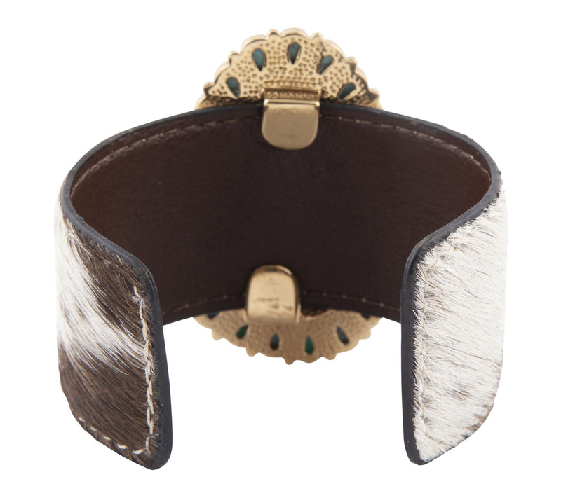 Barse Artisan Crafted Turquoise Bronze CowhideCuff — View 4