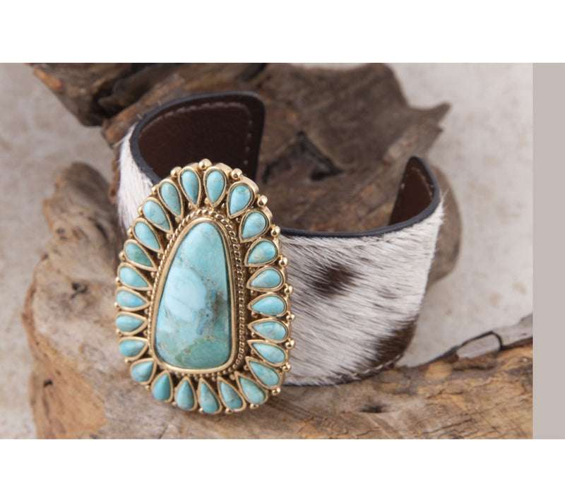 Barse Artisan Crafted Turquoise Bronze CowhideCuff — View 5