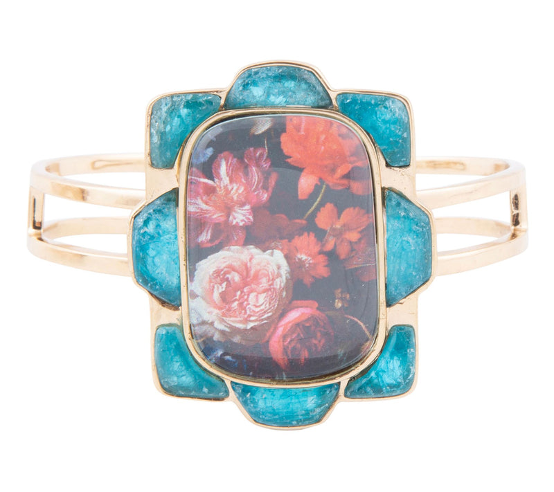 Barse Artisan Crafted Bronze Scenic Red FloralApatite Cuff — View 3