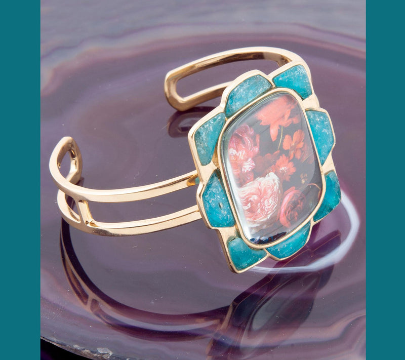 Barse Artisan Crafted Bronze Scenic Red FloralApatite Cuff — View 4
