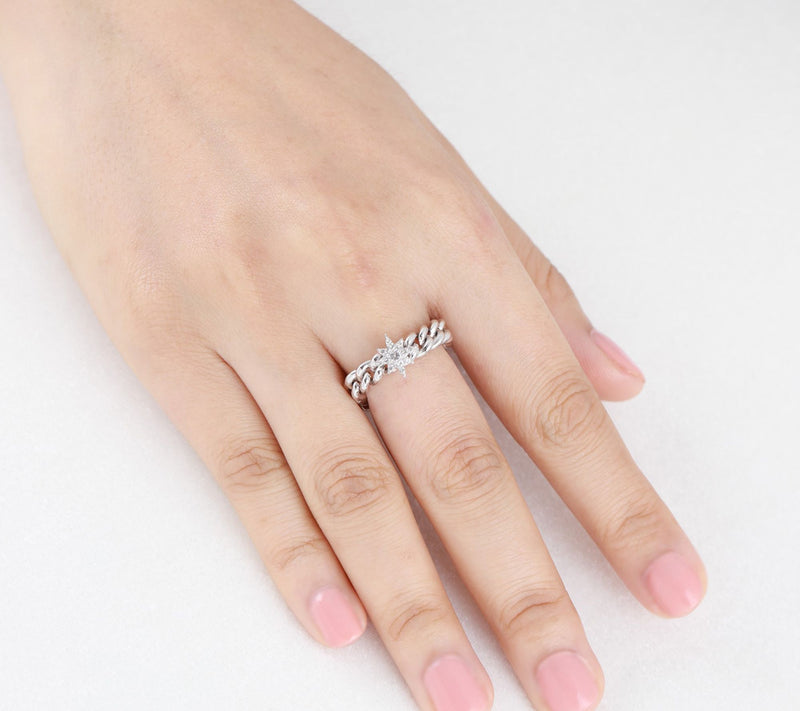 Margo Manhattan Sterling White Topaz Stella Chain Ring — View 6