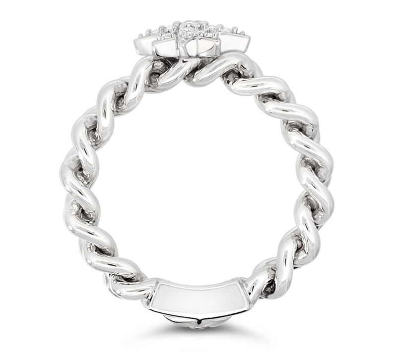 Margo Manhattan Sterling White Topaz Stella Chain Ring — View 3