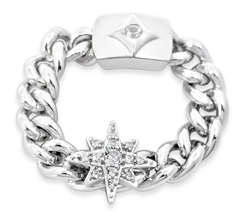 Margo Manhattan Sterling White Topaz Stella Chain Ring — Main view