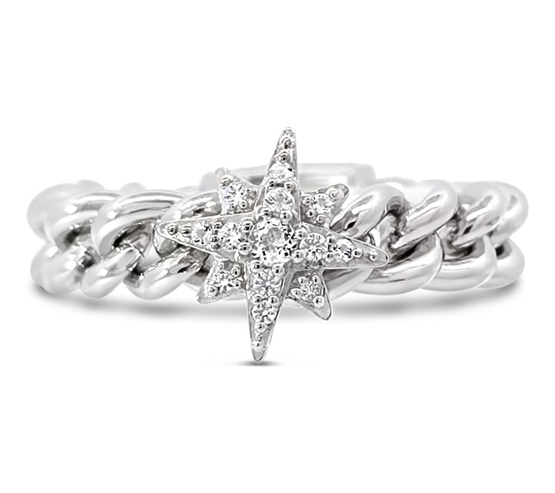 Margo Manhattan Sterling White Topaz Stella Chain Ring — View 2