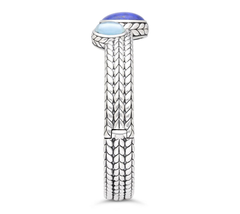 Tiffany Kay Studio Sterling Lapis & Topaz Gumdrop Cuff — View 4