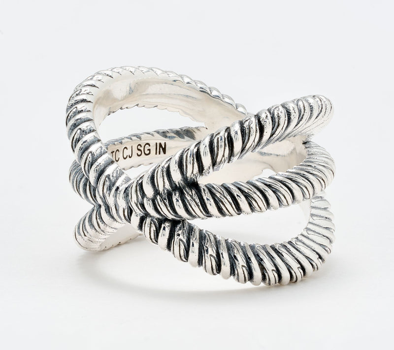 Christian James by Scott Grimes Sterling Silver Ripple X-Ring — View 3