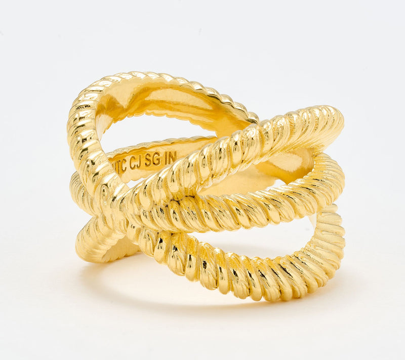 Christian James by Scott Grimes 14K Gold Clad Ripple X-Ring — View 3