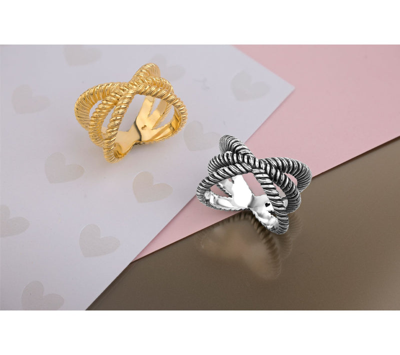 Christian James by Scott Grimes 14K Gold Clad Ripple X-Ring — View 6