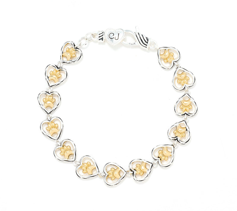 Christian James by Scott Grimes Two-Tone Paw Link Bracelet 13.0g — Main view