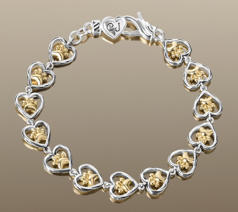 Christian James by Scott Grimes Two-Tone Paw Link Bracelet 13.0g — View 3