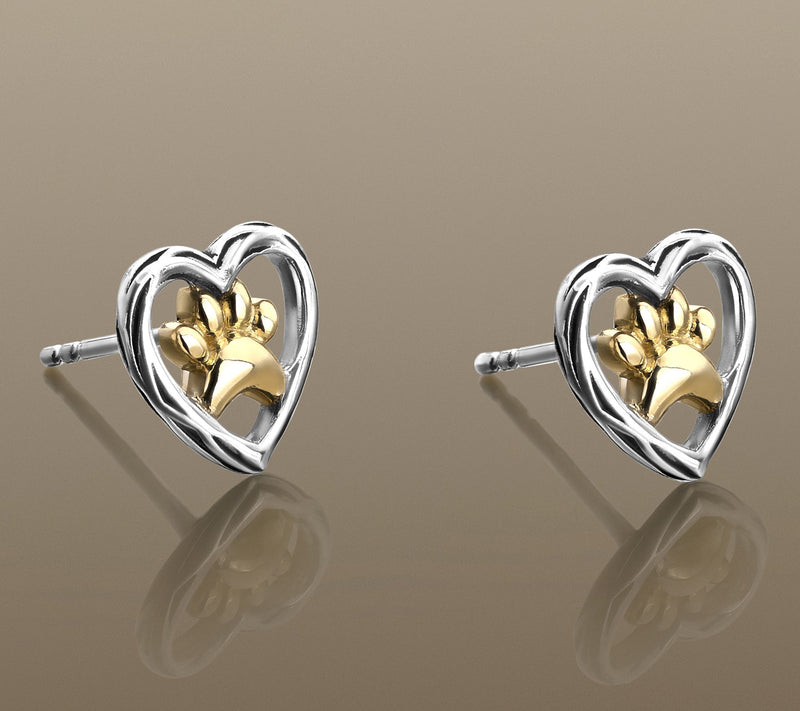 Christian James by Scott Grimes Two-Tone Heart Paw Stud Earrings — View 3