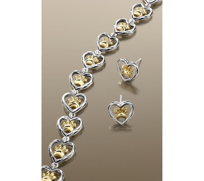 Christian James by Scott Grimes Two-Tone Heart Paw Stud Earrings — View 4