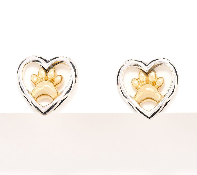 Christian James by Scott Grimes Two-Tone Heart Paw Stud Earrings — Main view