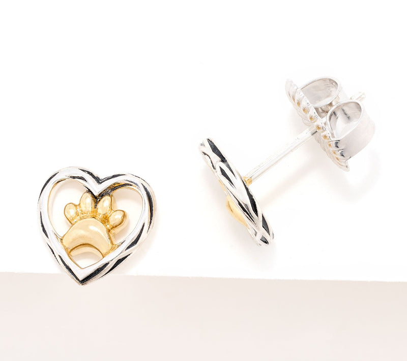 Christian James by Scott Grimes Two-Tone Heart Paw Stud Earrings — View 2