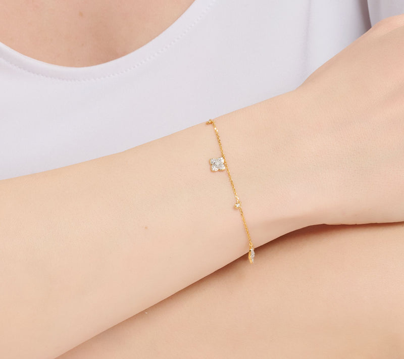 Affinity Diamonds .25 cttw Clover Station Bracelet, Sterl — View 3