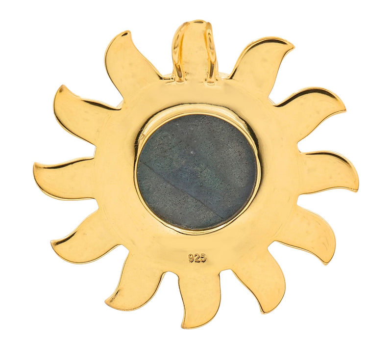 Artisan Crafted 14K Gold Plated Labradorite SunPendant — View 6