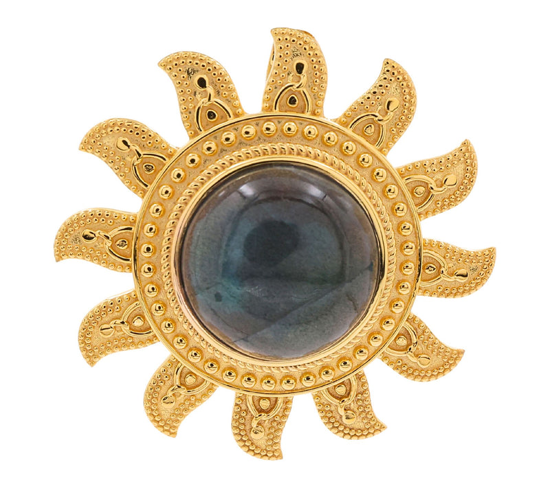 Artisan Crafted 14K Gold Plated Labradorite SunPendant — View 2