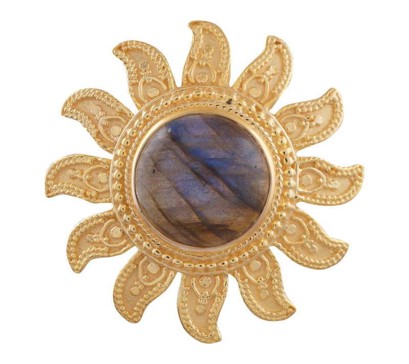 Artisan Crafted 14K Gold Plated Labradorite SunPendant — View 8