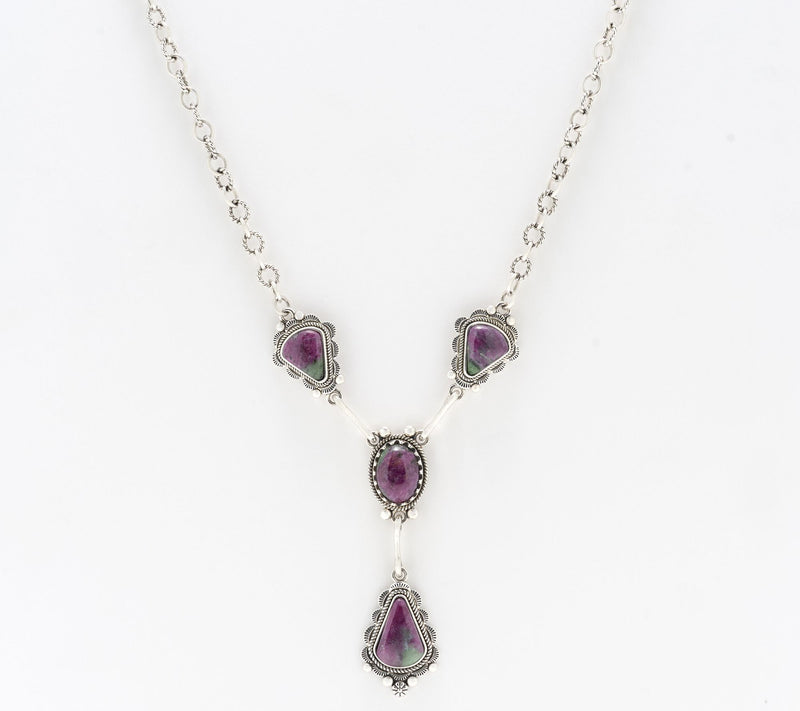 American West Sterling Four Gemstone Y Necklace — View 9