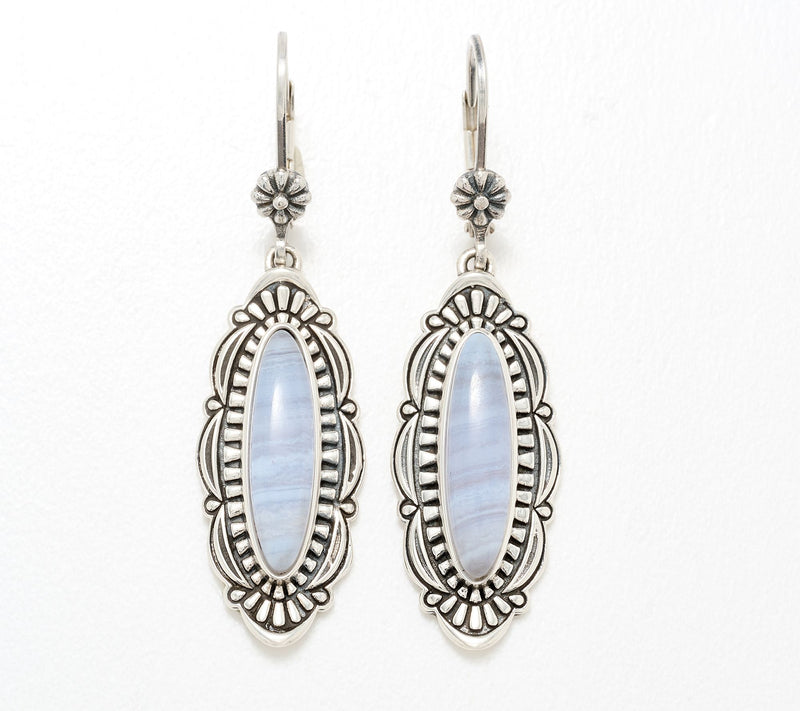American West Sterling Elongated Oval Gemstone Earrings — View 10