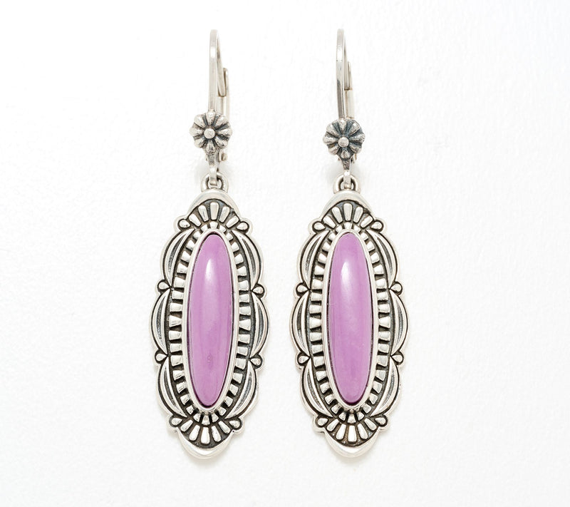 American West Sterling Elongated Oval Gemstone Earrings — Main view