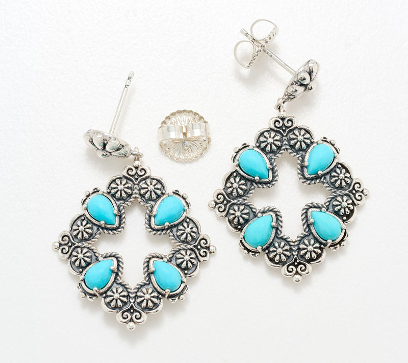 American West Sterling Sleeping Beauty Diamond Shape Earrings — View 2