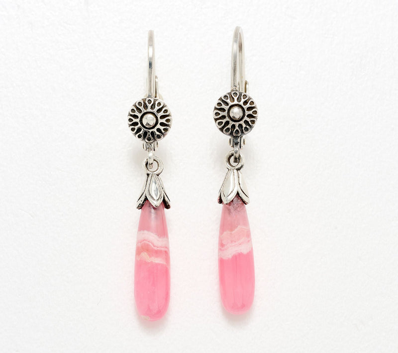 American West Sterling Teardrop Gemstone Squash Blossom Earring — Main view