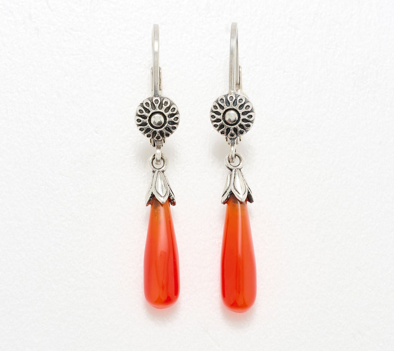 American West Sterling Teardrop Gemstone Squash Blossom Earring — View 12
