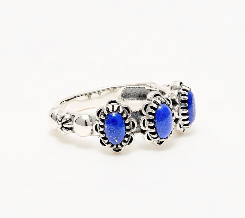 American West Sterling Concha Gemstone 3 Stone Ring — View 13