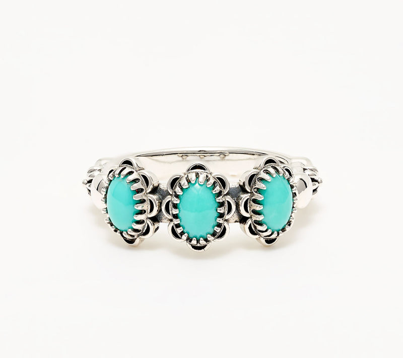 American West Sterling Concha Gemstone 3 Stone Ring — View 2