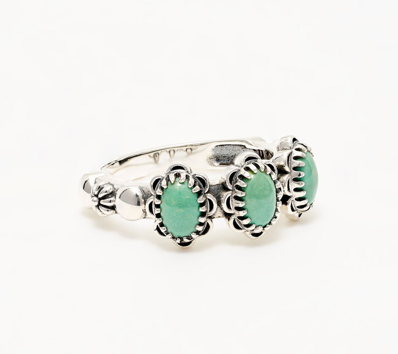 American West Sterling Concha Gemstone 3 Stone Ring — View 15